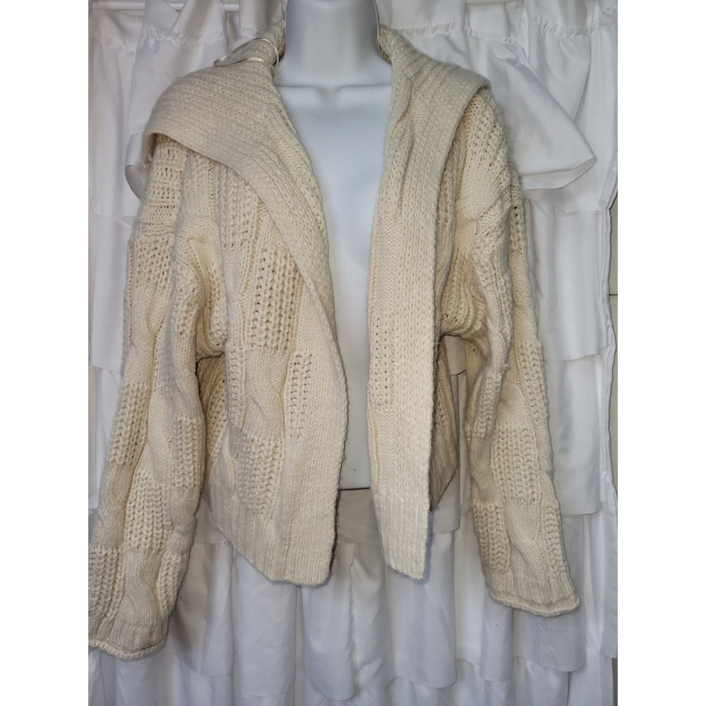 Universal Thread Cream Cable Knit Open Front Cardigan Sweater Womens Small 722